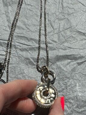 NWT White House Black Market Brown and Silver Circle Pendant Necklace